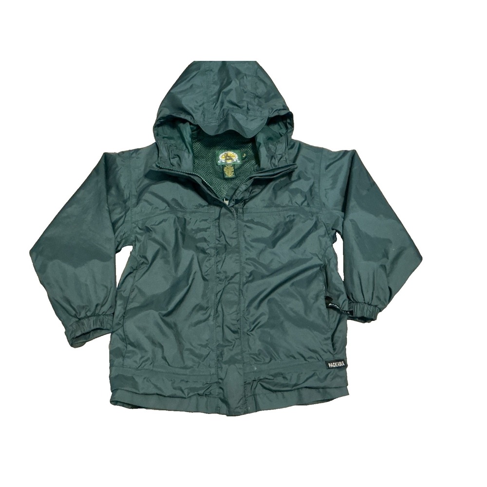 Cabelas Kid Youth Visor Hooded Mesh Lined Lightweight Packable Windbreaker Small